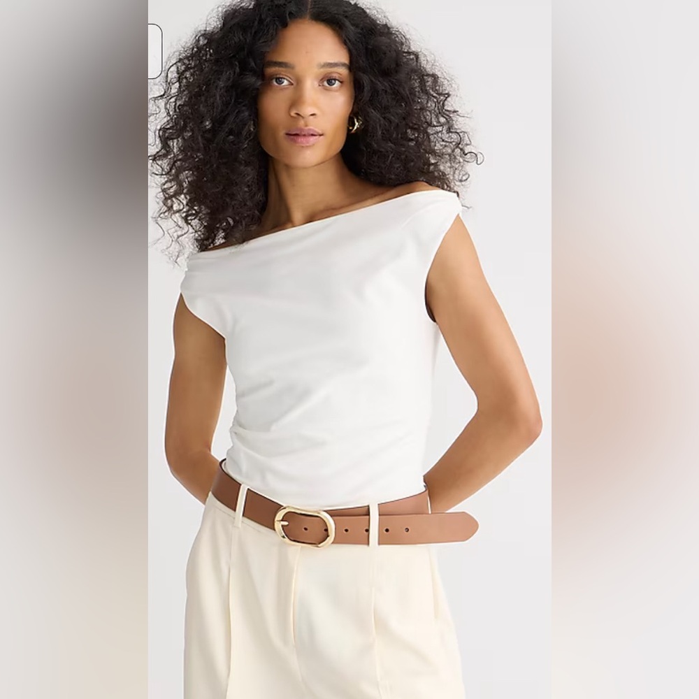 J.Crew Off-Shoulder Tank Top in Stretch Cotton Blend
